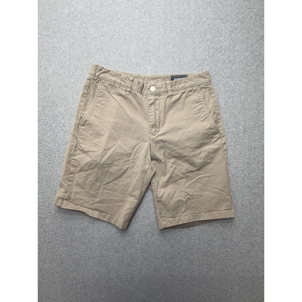 Bonobos Shorts Mens 30 Beige Chino Stretch 9 Inseam Flat Front Casual Summer
